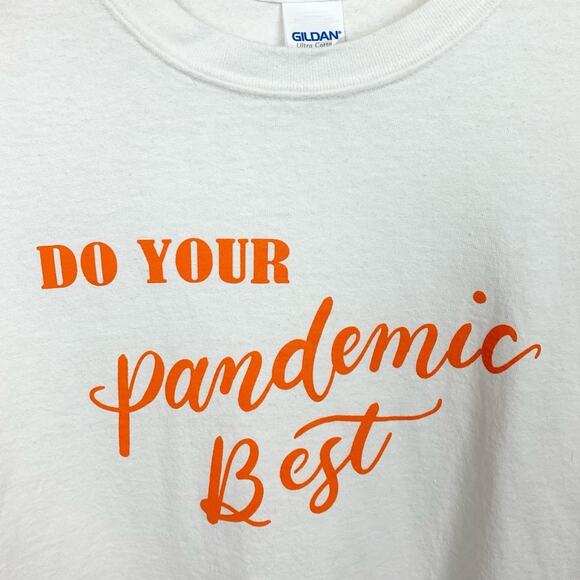 RARE 'Do Your Pandemic Best' Crewneck T-Shirt White Short Sleeve Cotton Size XL - Picture 4 of 7